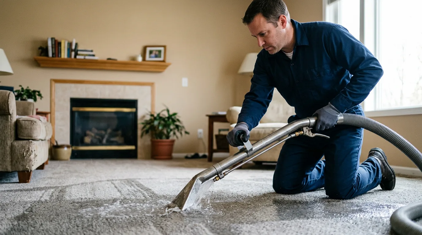 Water damage restoration technician working near Madison, WV